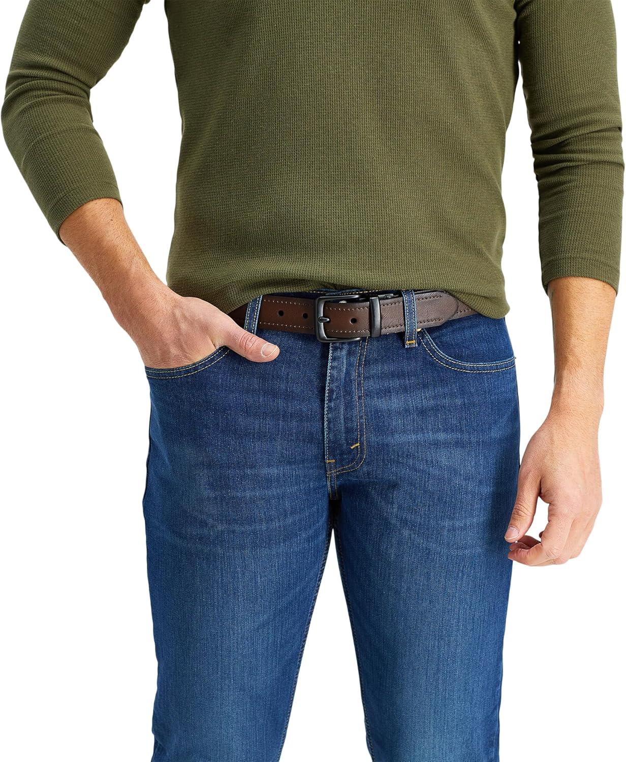 imageLevis mens Reversible Casual Jeans BeltBrownBlack Single Stitch
