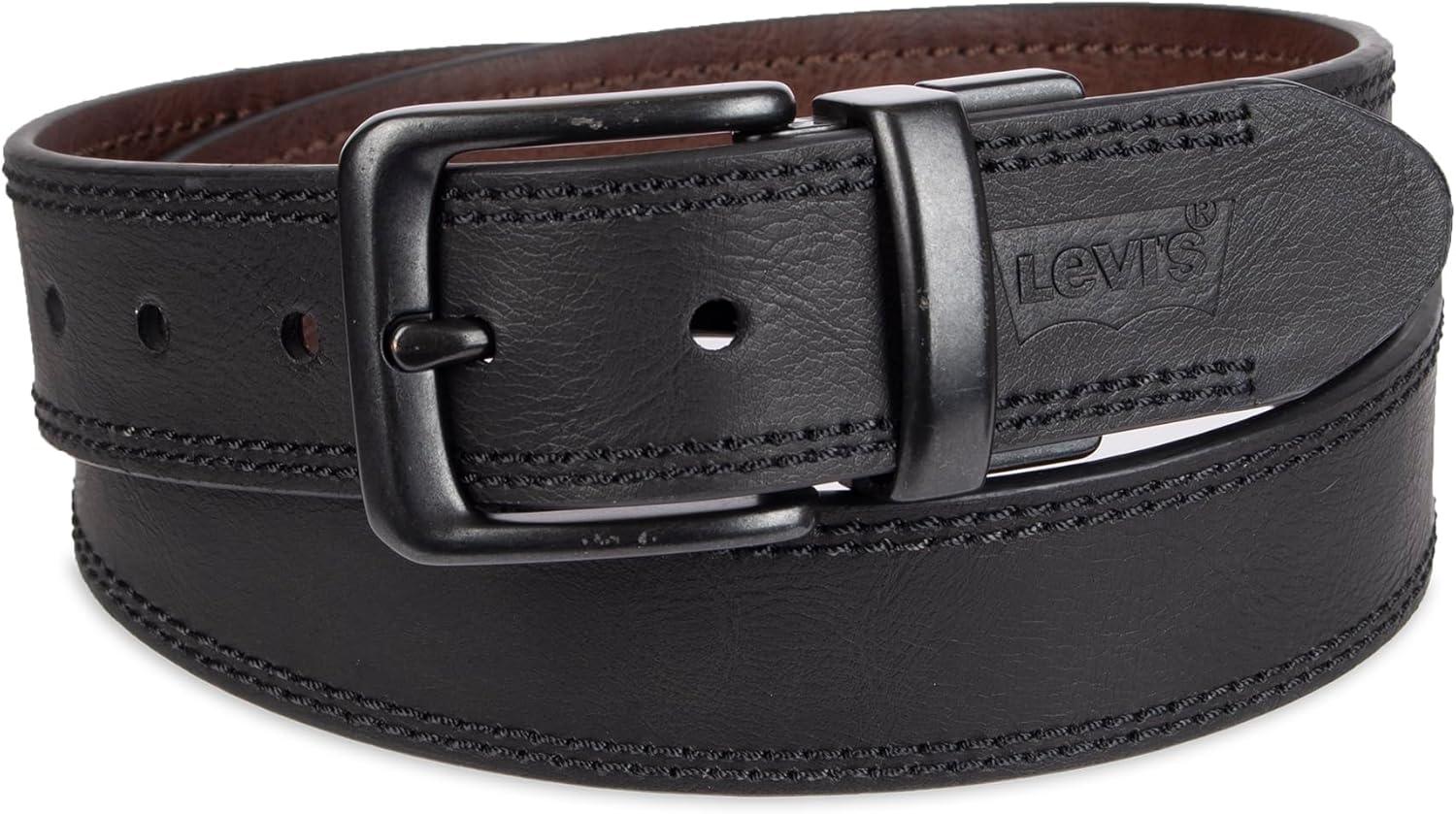 imageLevis mens Reversible Casual Jeans BeltBrownBlack Single Stitch