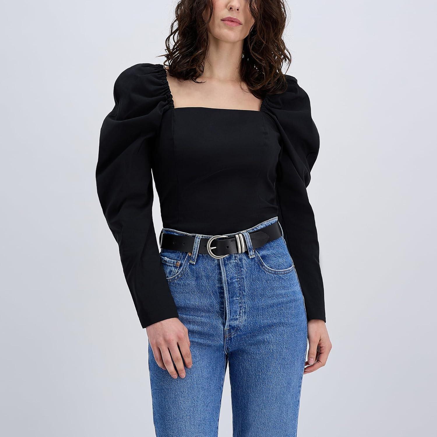 imageWomens Round Cut Edge Logo Loop Jean BeltBlack Metal Loop