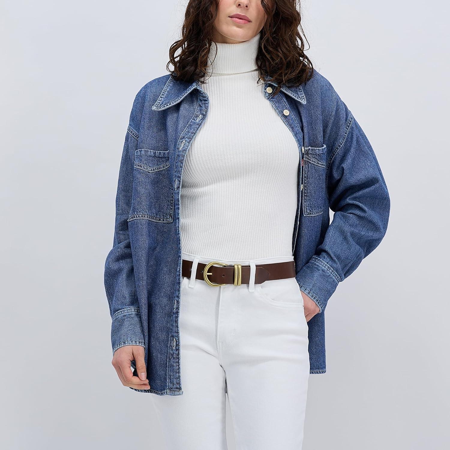 imageWomens Round Cut Edge Logo Loop Jean BeltBrown Metal Loop