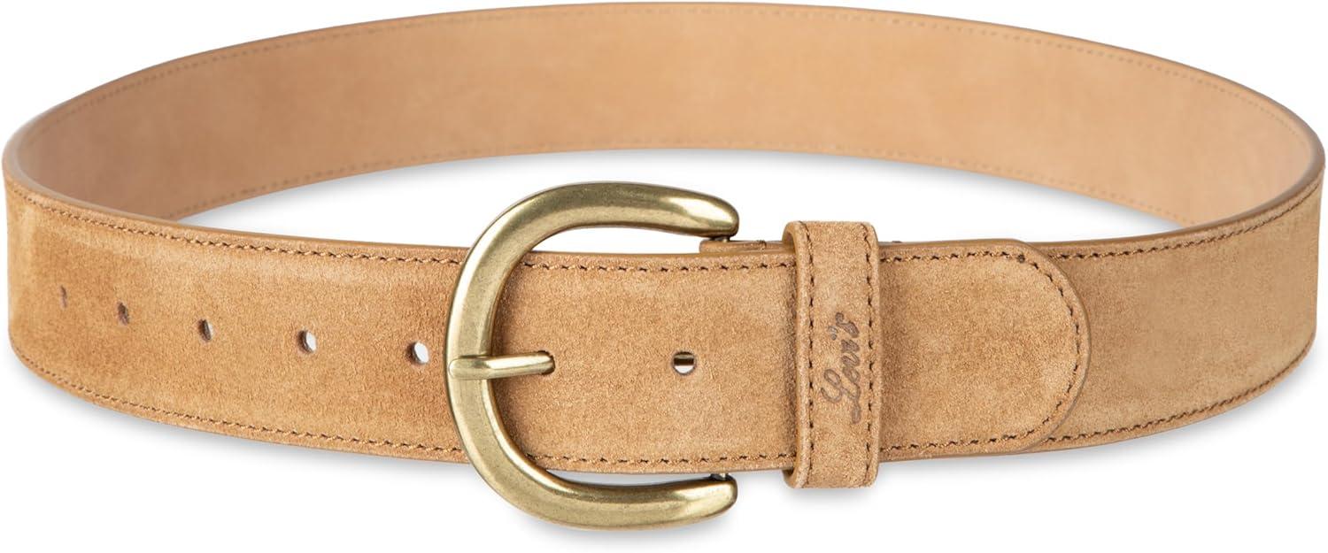 imageWomens Round Cut Edge Logo Loop Jean BeltTan Suede