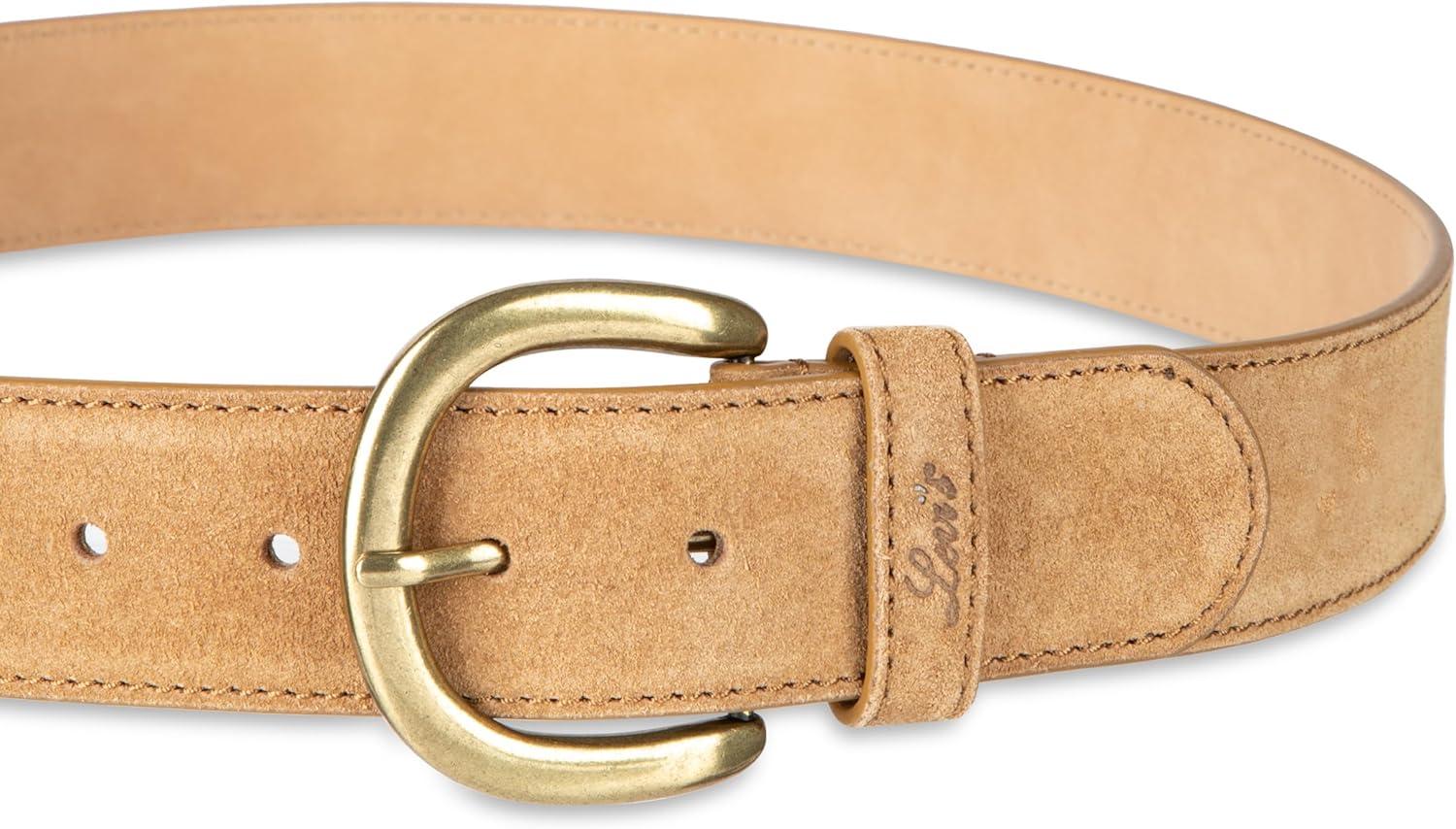 imageWomens Round Cut Edge Logo Loop Jean BeltTan Suede