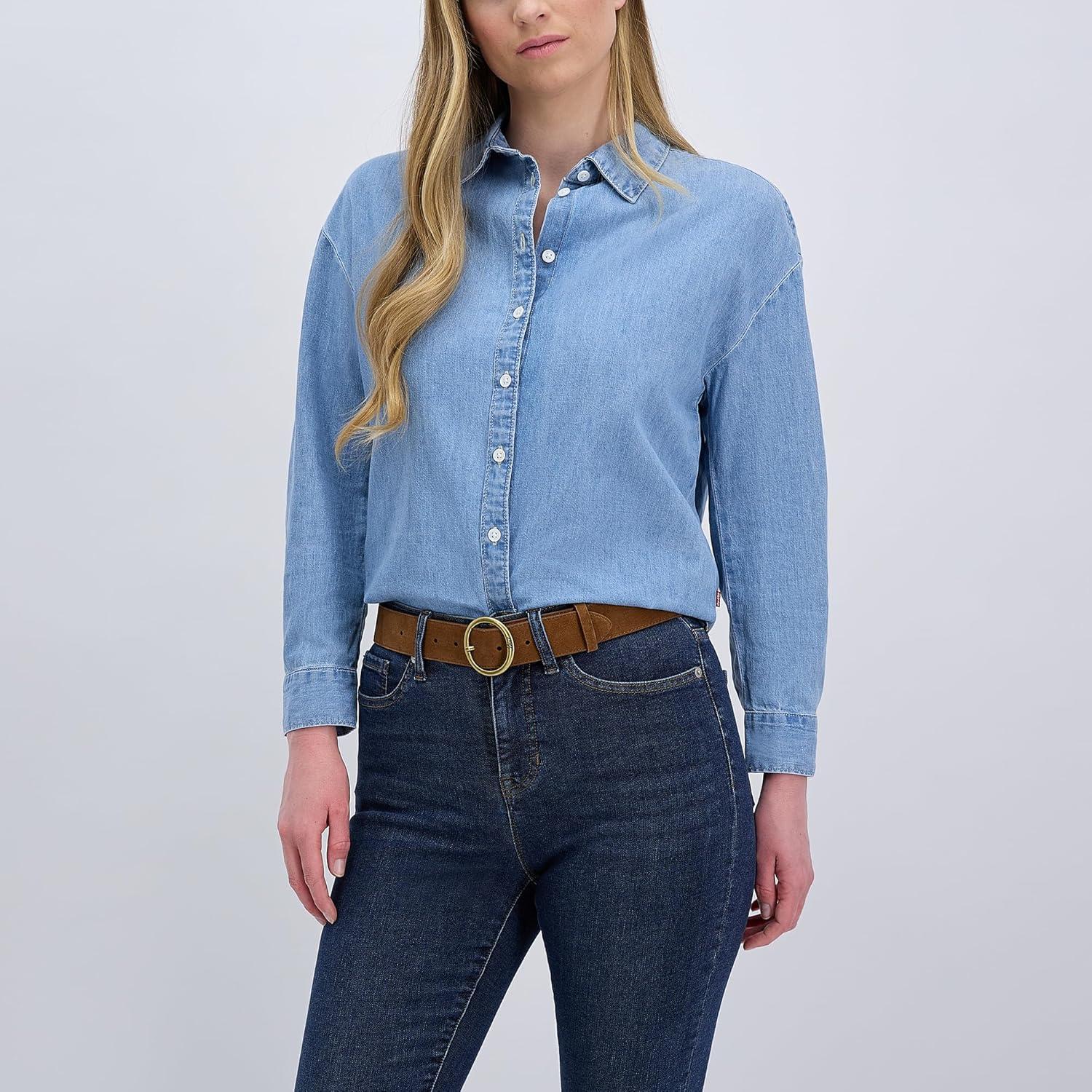 imageWomens Round Cut Edge Logo Loop Jean BeltTan Suede Round