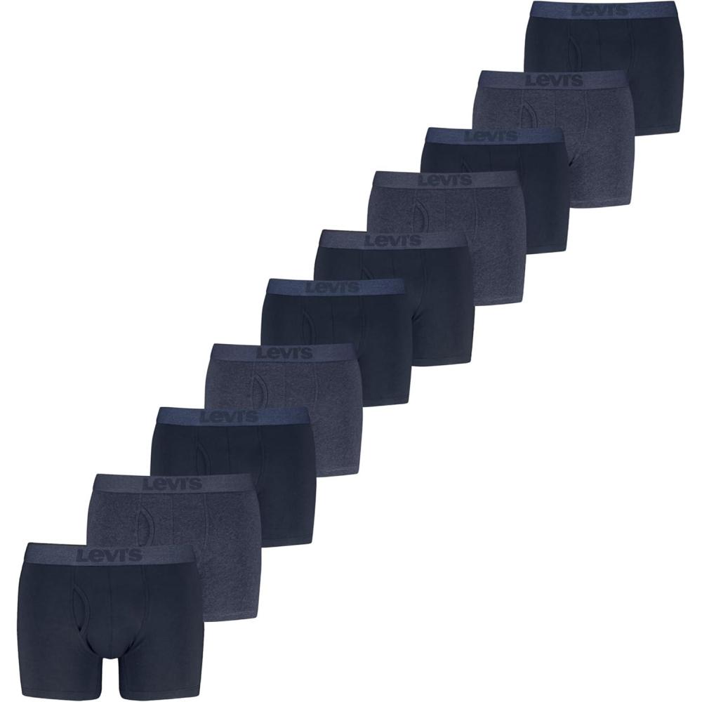 imageLevis Mens 10pack Boxer Brief With Melange Waistband Soft Cotton Tagfree Breathable ComfortBlue Combo