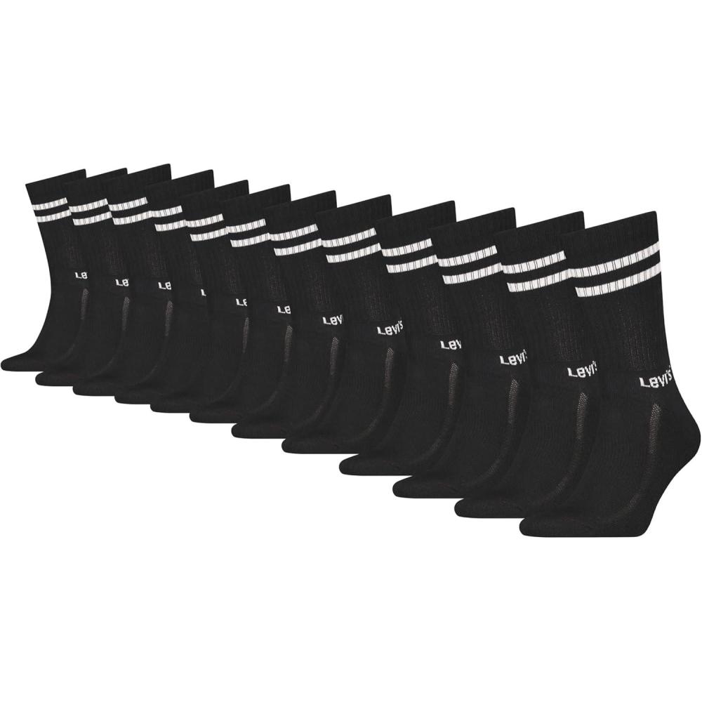 imageLevis Mens 12pack Crew Socks Cushioned Footbed Arch Support amp Mesh VentilationBlackWhite