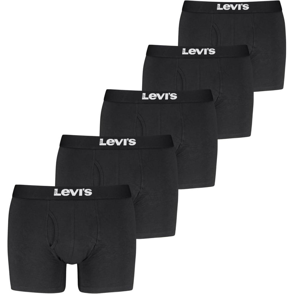 imageLevis Mens 5pack Boxer Brief Soft Cotton Tagfree Breathable ComfortBlack Combo