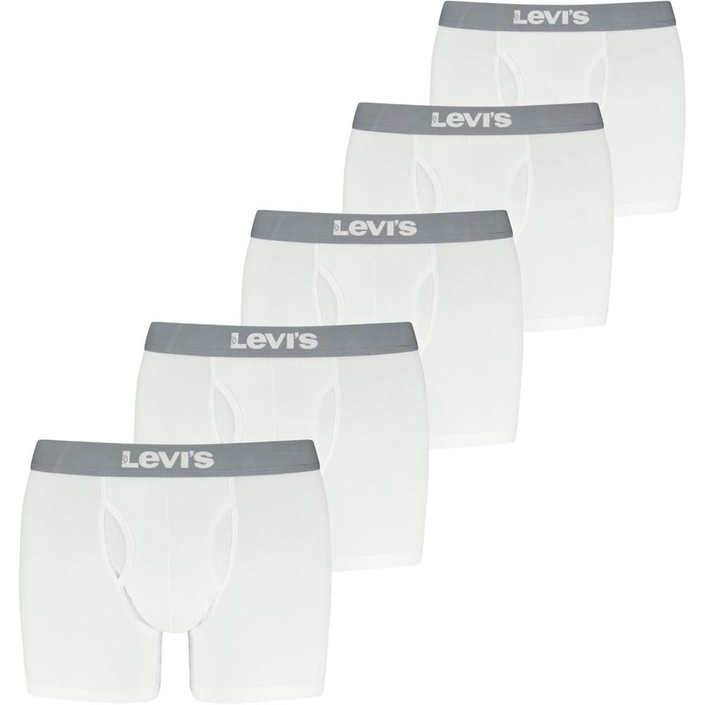 imageLevis Mens 5pack Boxer Brief Soft Cotton Tagfree Breathable ComfortWhite Combo