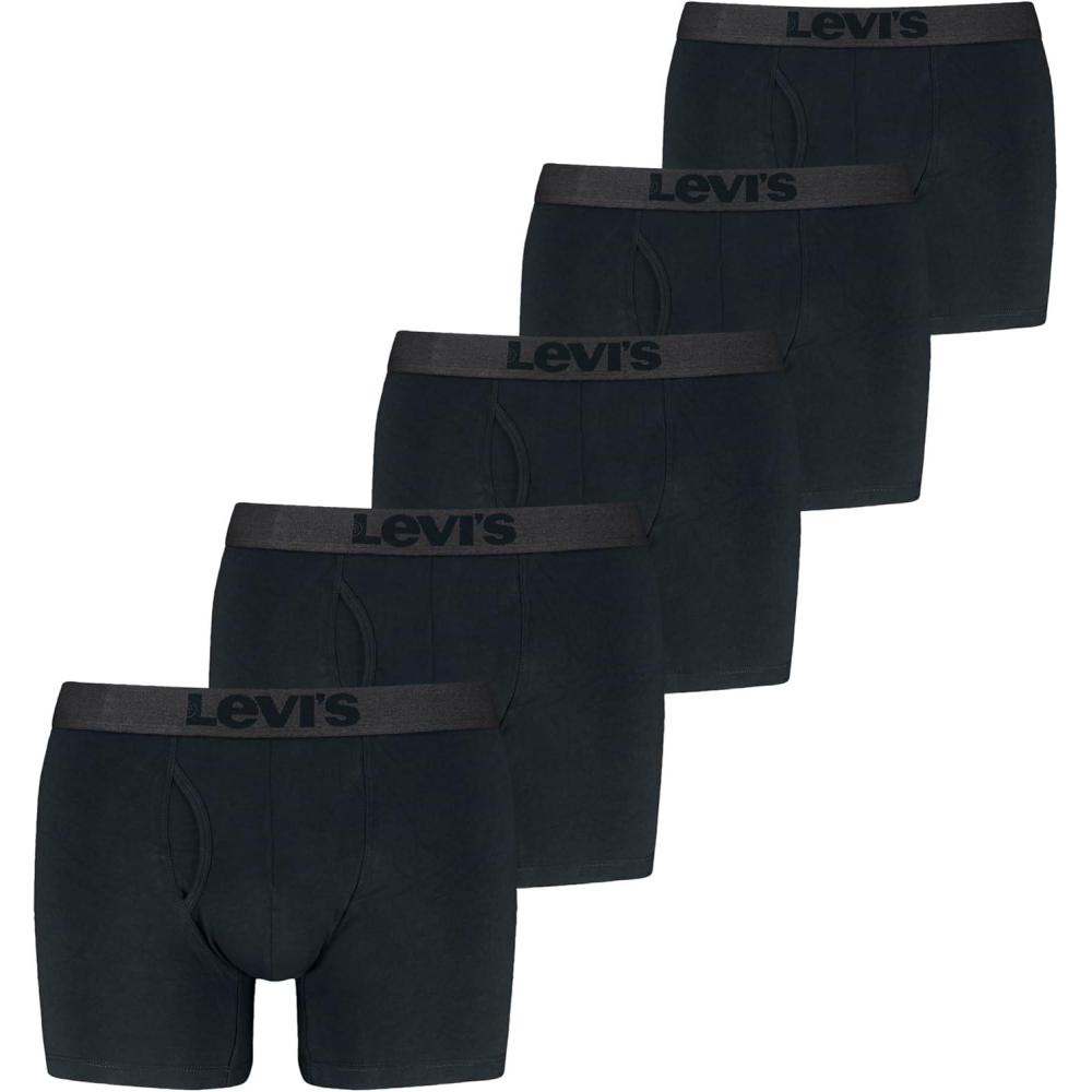 imageLevis Mens 5pack Boxer Brief With Melange Waistband Soft Cotton Tagfree Breathable ComfortBlack Combo