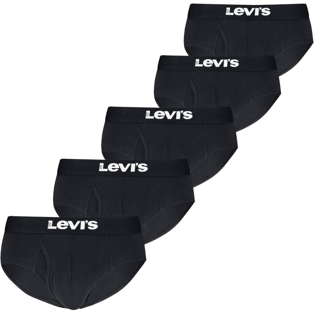 imageLevis Mens 5pack Brief Soft Cotton Tagfree Breathable ComfortBlack Combo