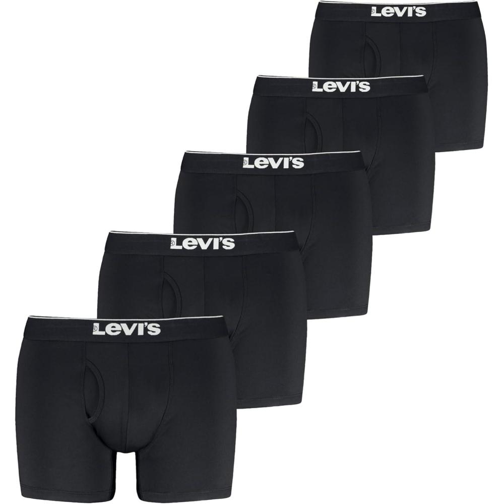 imageLevis Mens 5pack Microfiber Boxer Brief Moisture Wicking Ultra Soft Feel TagfreeBlack Combo