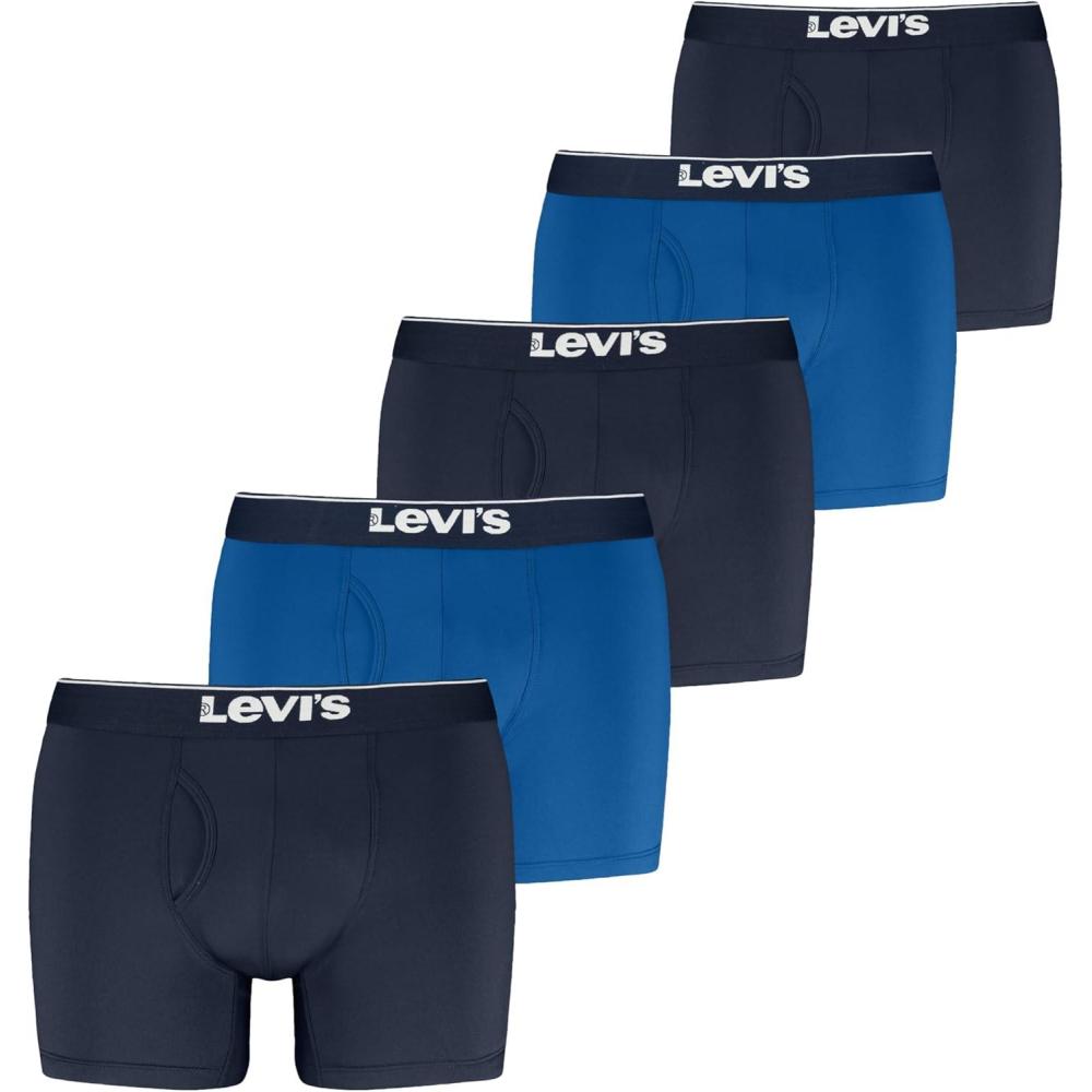 imageLevis Mens 5pack Microfiber Boxer Brief Moisture Wicking Ultra Soft Feel TagfreeBlue Combo