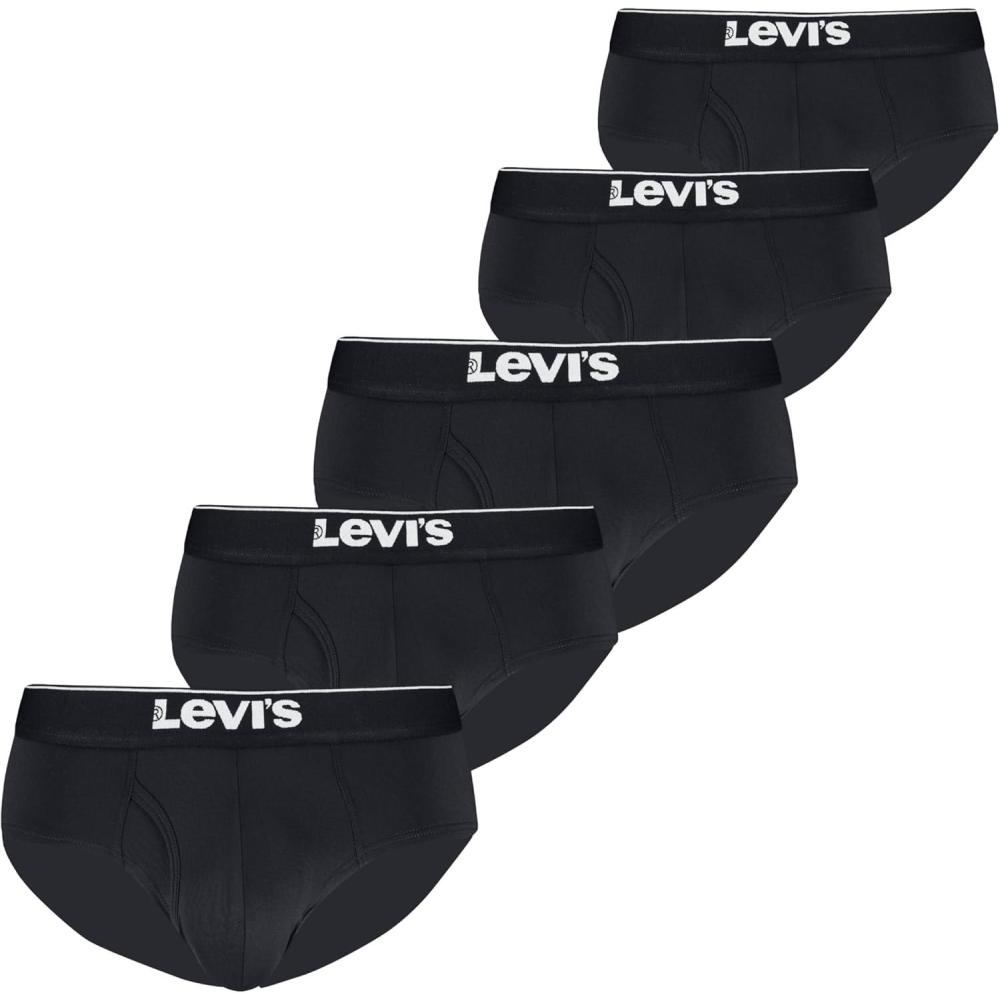imageLevis Mens 5pack Microfiber Brief Moisture Wicking Ultra Soft Feel TagfreeBlack Combo