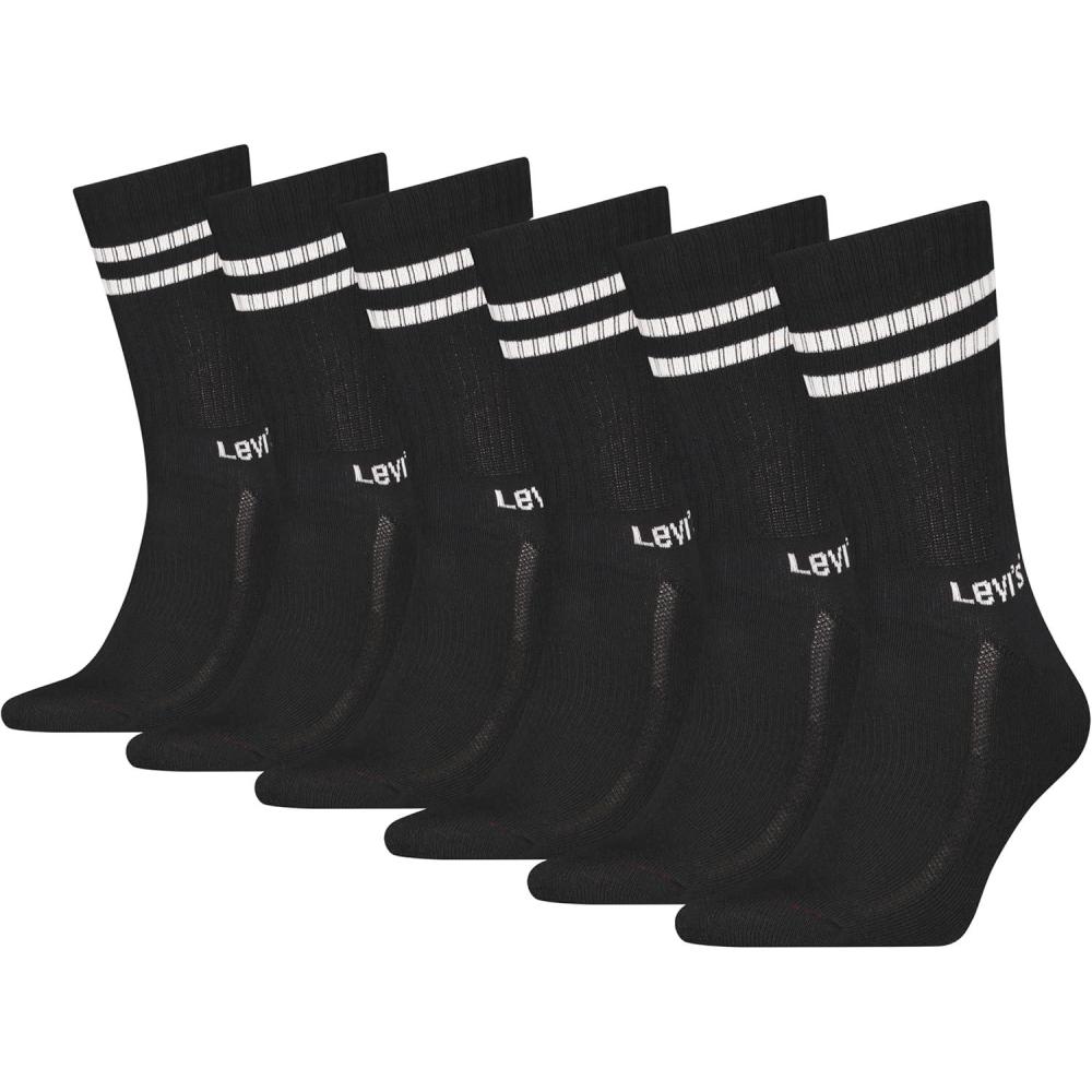 imageLevis Mens 6pack Crew Socks Cushioned Footbed Arch Support amp Mesh VentilationBlackWhite