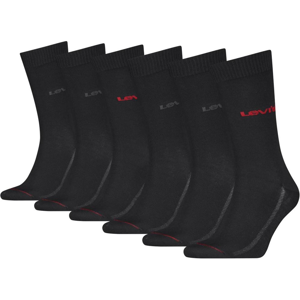 imageLevis Mens 6pack Crew Socks Lightweight Arch Support amp Mesh VentilationBlackDark ShadowRed