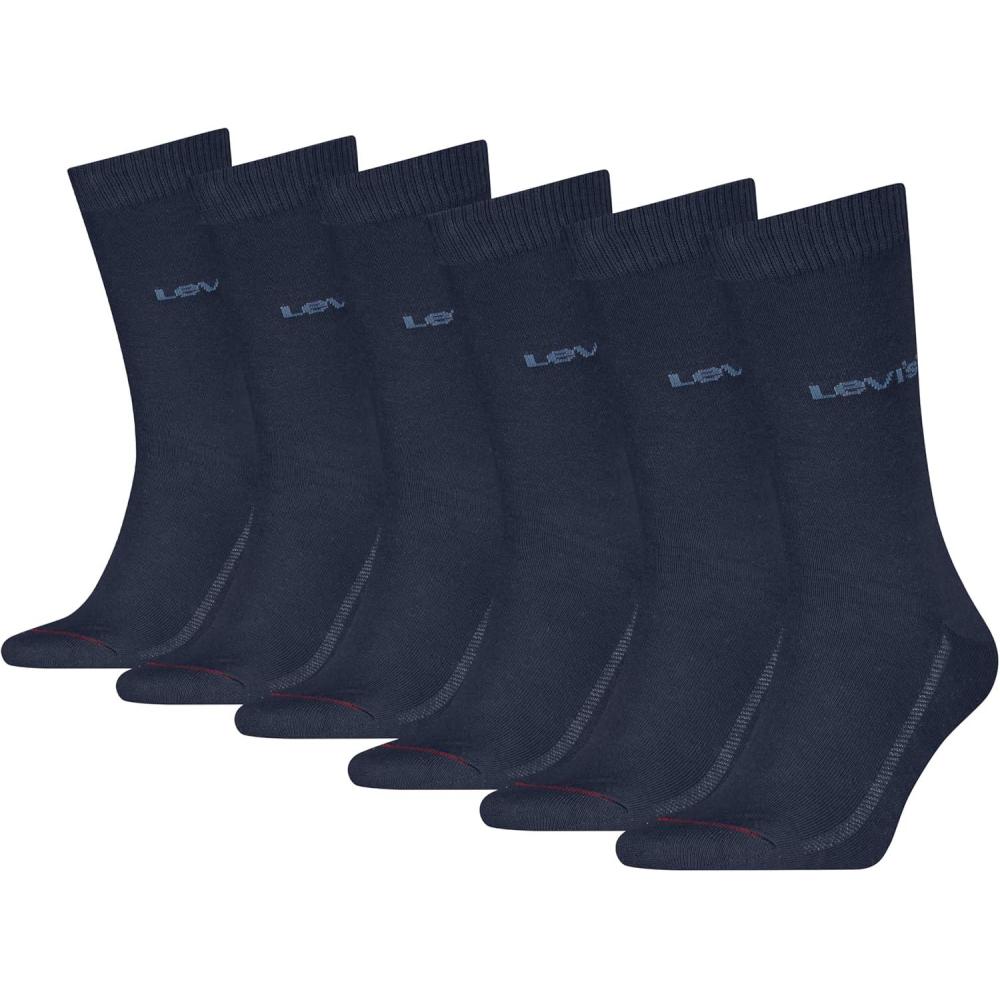 imageLevis Mens 6pack Crew Socks Lightweight Arch Support amp Mesh VentilationNavy BlazerBlue HorizonRed