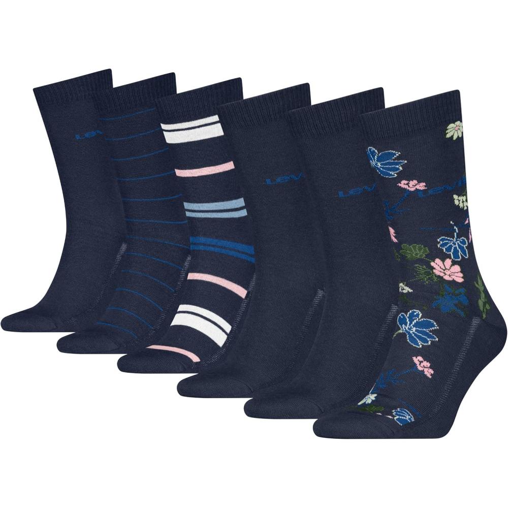 imageLevis Mens 6pack Fashion Crew Socks Lightweight Arch Support amp Mesh VentilationNavy BlazerAlmond BlossomGreenCerulean
