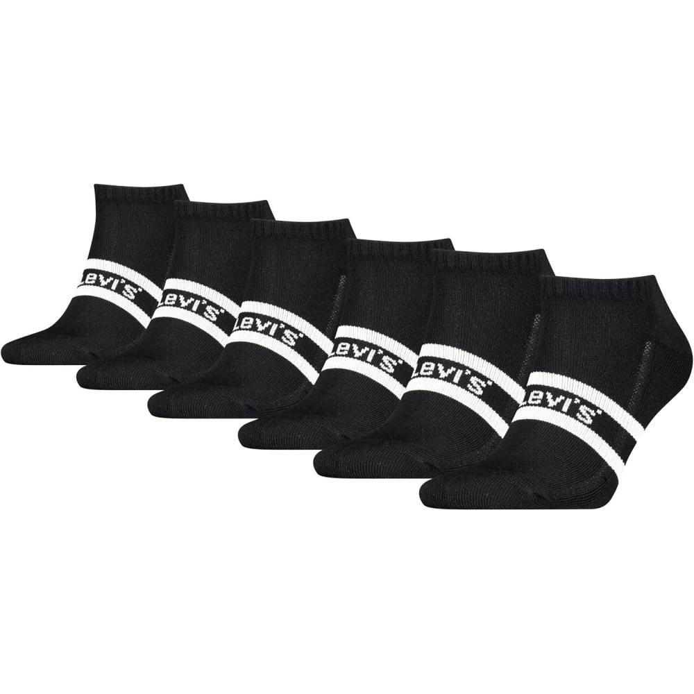 imageLevis Mens 6pack Low Cut Socks Cushioned Footbed Arch Support amp Mesh VentilationWhiteNavy Blazer