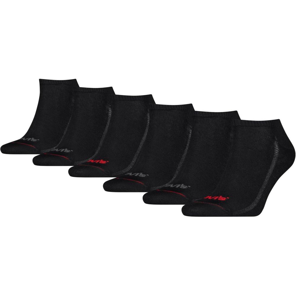 imageLevis Mens 6pack Low Cut Socks Lightweight Arch Support amp Mesh VentilationBlackDark ShadowRed