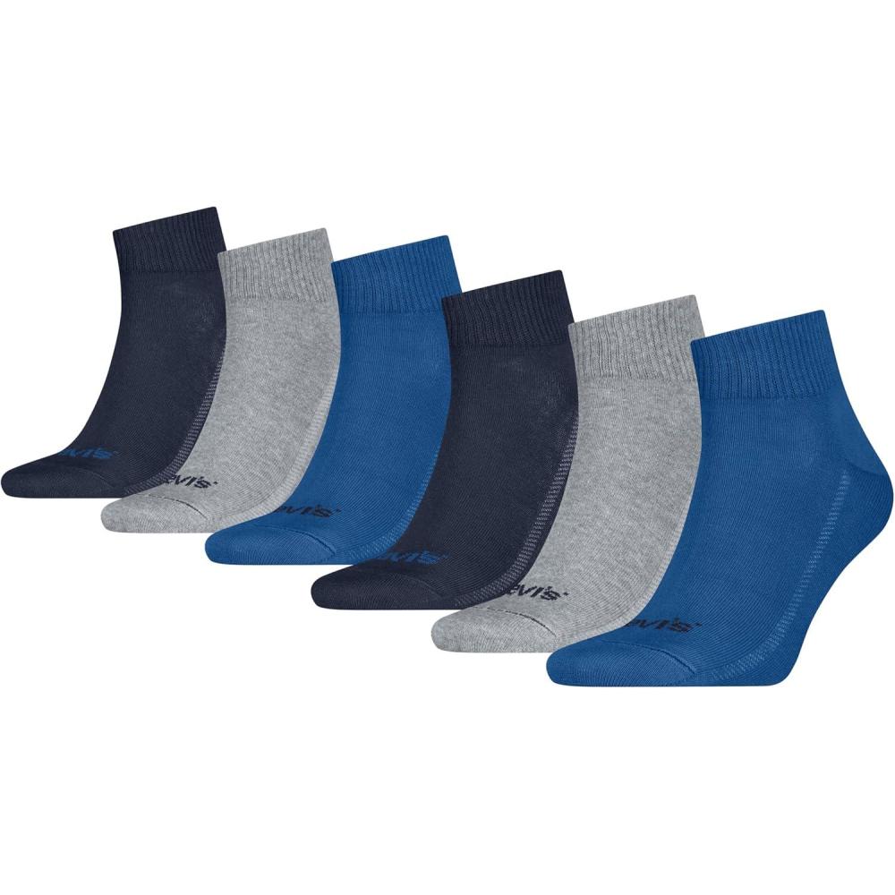 imageLevis Mens 6pack Quarter Crew Socks Lightweight Arch Support amp Mesh VentilationNavy BlazerTrue BlueGreyRed