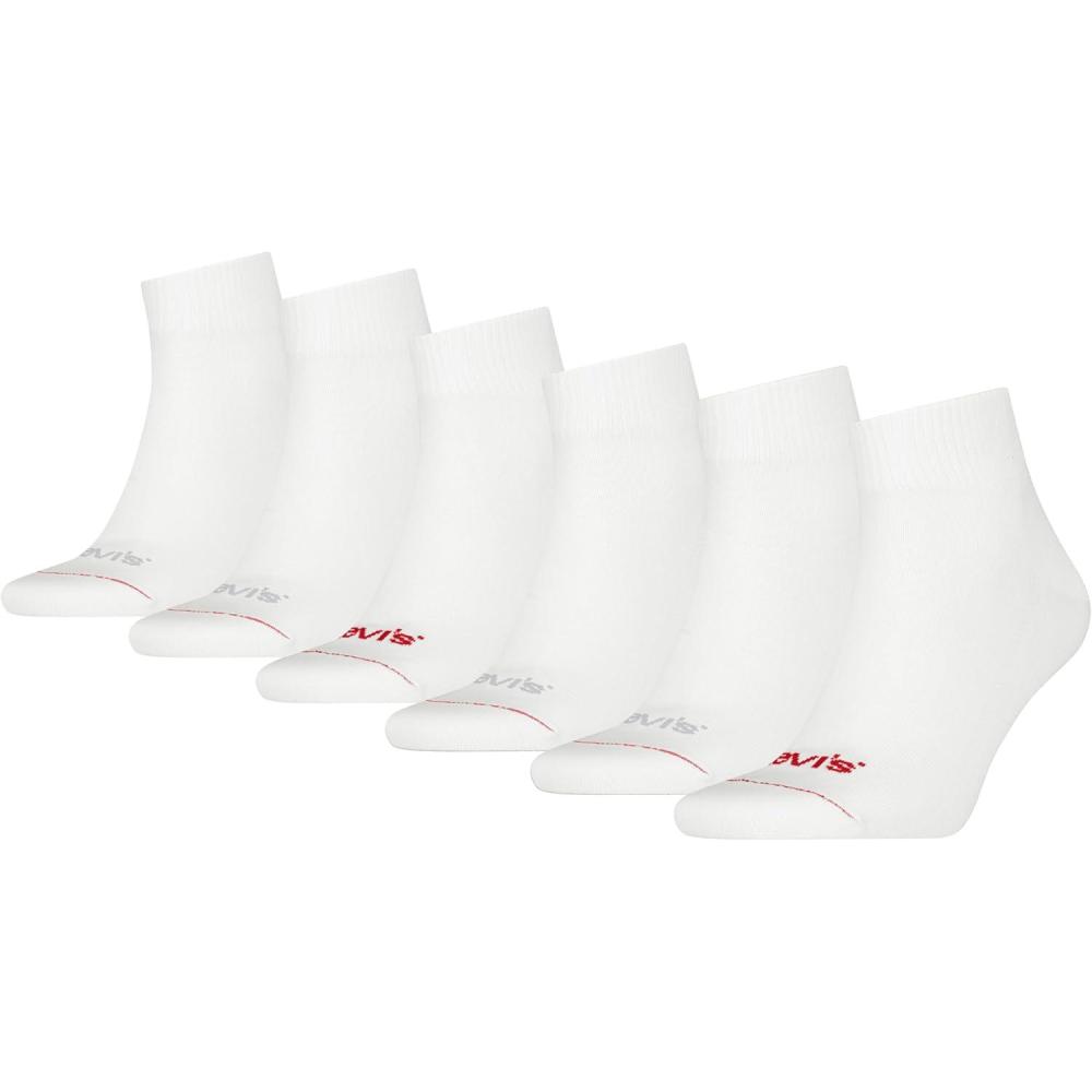 imageLevis Mens 6pack Quarter Crew Socks Lightweight Arch Support amp Mesh VentilationWhiteGlacier GrayRed