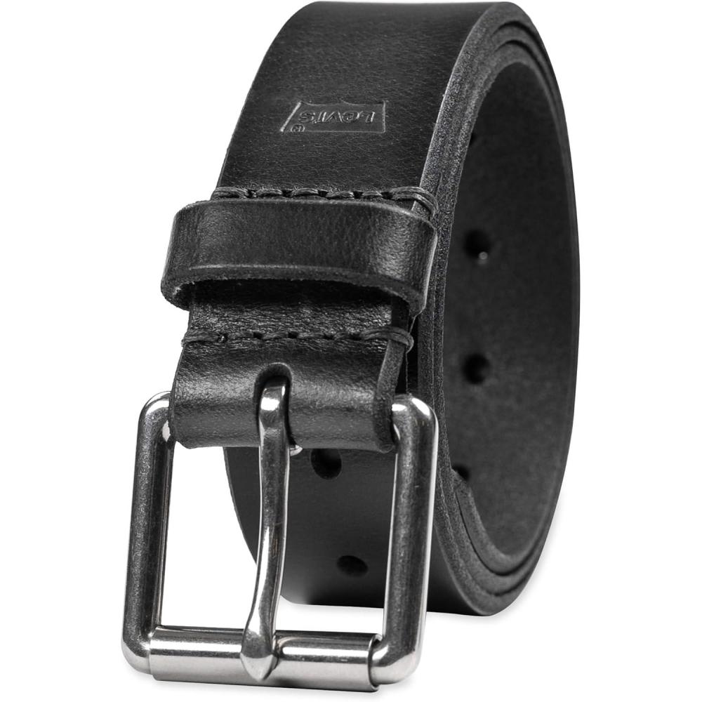 imageLevis Mens Casual Leather Belt Classic Strap for Jeans amp Everyday WearBlack Perforate