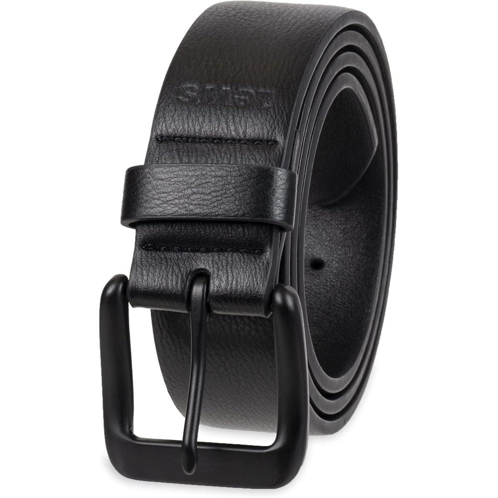 imageLevis Mens Casual Leather Belt Classic Strap for Jeans amp Everyday WearBlack Stretch