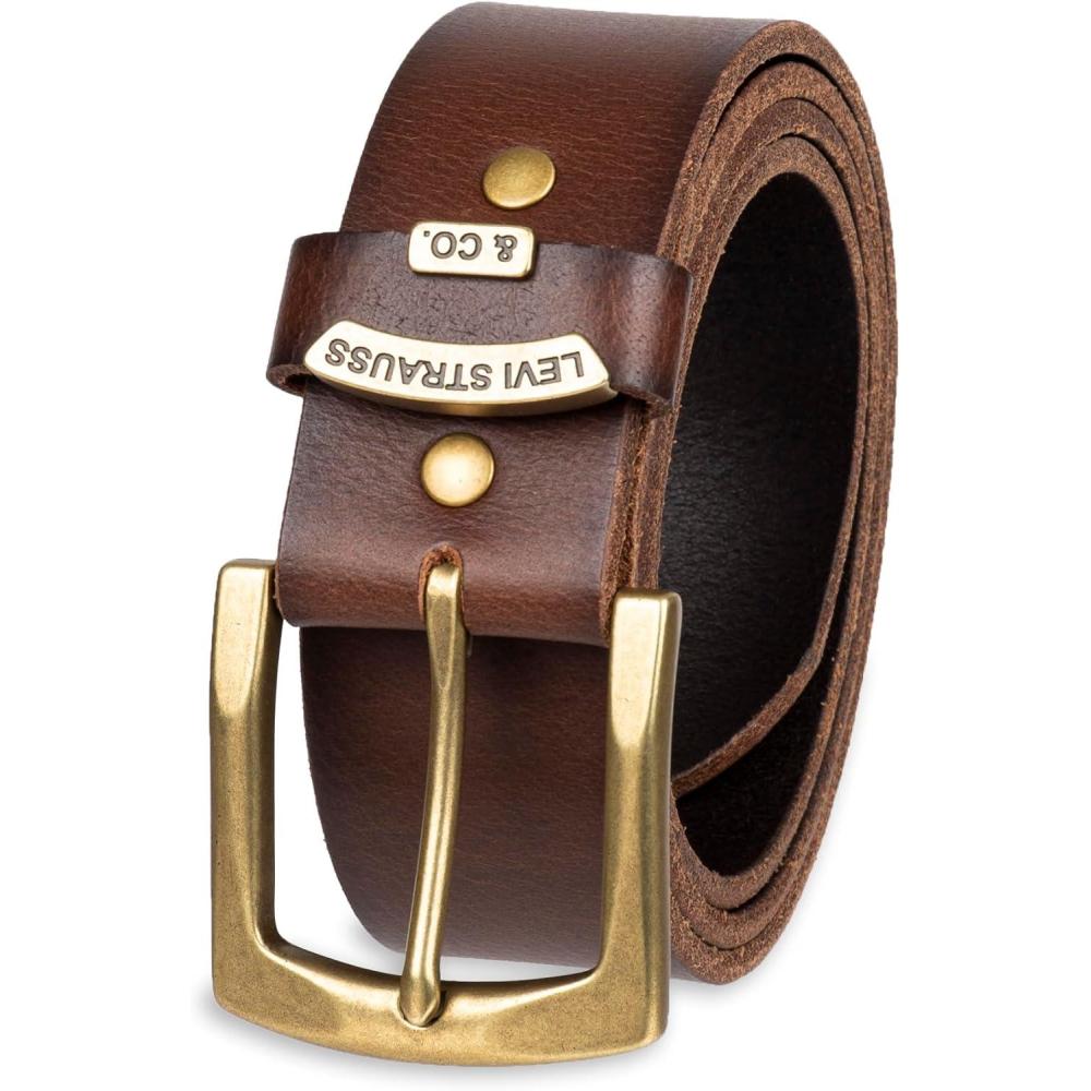 imageLevis Mens Casual Leather Belt Classic Strap for Jeans amp Everyday WearBrown Ornament