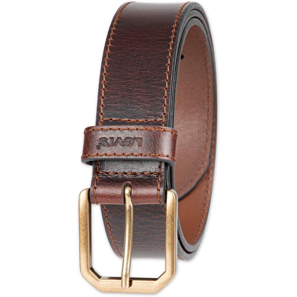 imageLevis Mens Casual Leather Belt Classic Strap for Jeans amp Everyday WearBurnished Brown