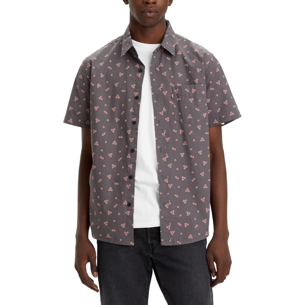 imageLevis Mens Classic 1 Pocket Short Sleeve Button Up Shirt Also Available in BigNew Mini Geo Dark Shadow Print