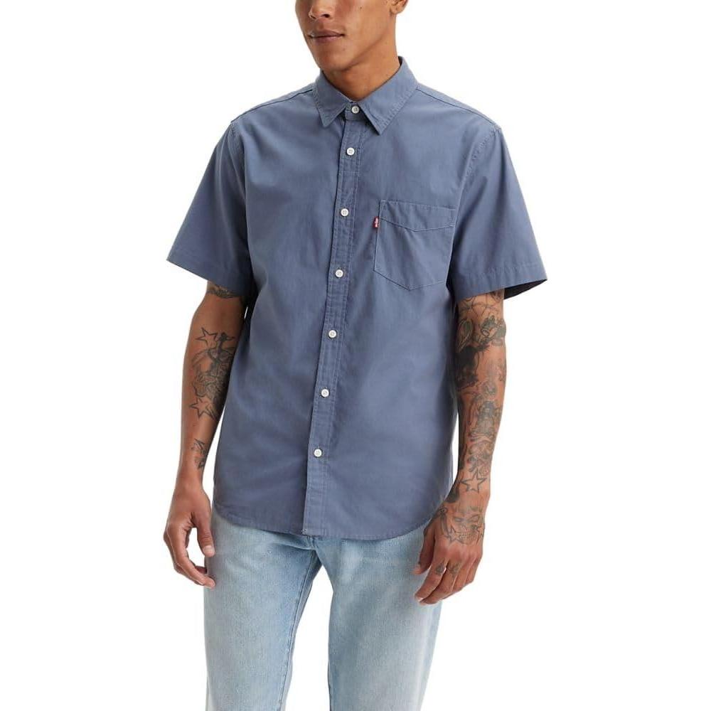 imageLevis Mens Classic 1 Pocket Short Sleeve Button Up Shirt Also Available in BigNew Vintage Indigo X