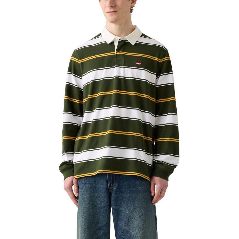 imageLevis Mens Classic Long Sleeve Rugby ShirtHolden Stripe Mineral Yellow