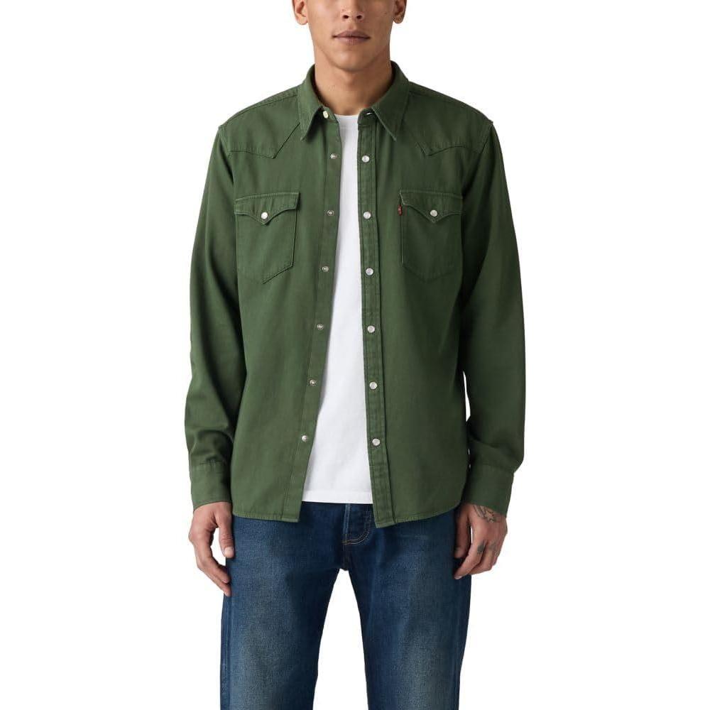 imageLevis Mens Classic Western Shirt Also Available in Big amp TallGreenwich Non Stretch