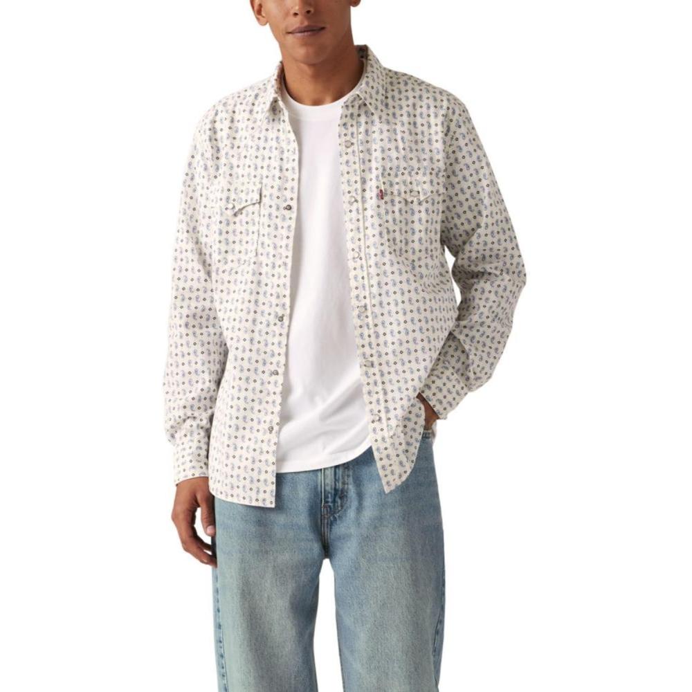 imageLevis Mens Classic Western Shirt Also Available in Big amp TallMilo Paisley Geo Egret