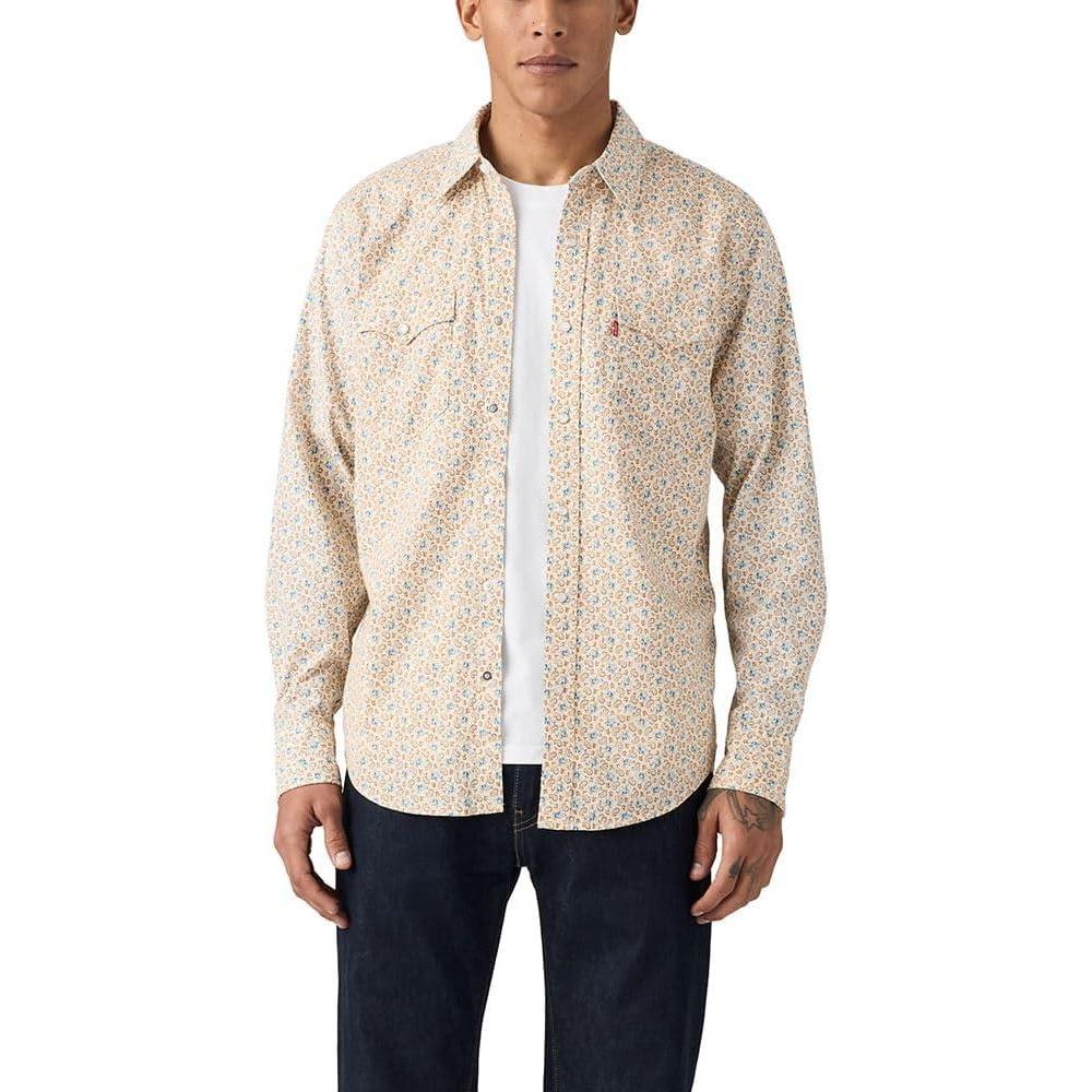 imageLevis Mens Classic Western Shirt Also Available in Big amp TallNew Carsen Ditsy Oatmeal