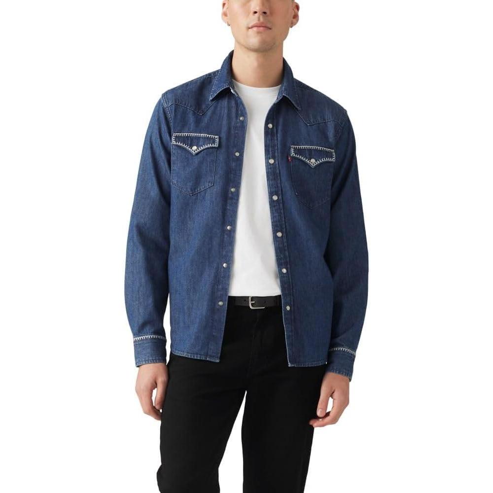 imageLevis Mens Classic Western Shirt Also Available in Big amp TallNew Hat Creek Mid Wash