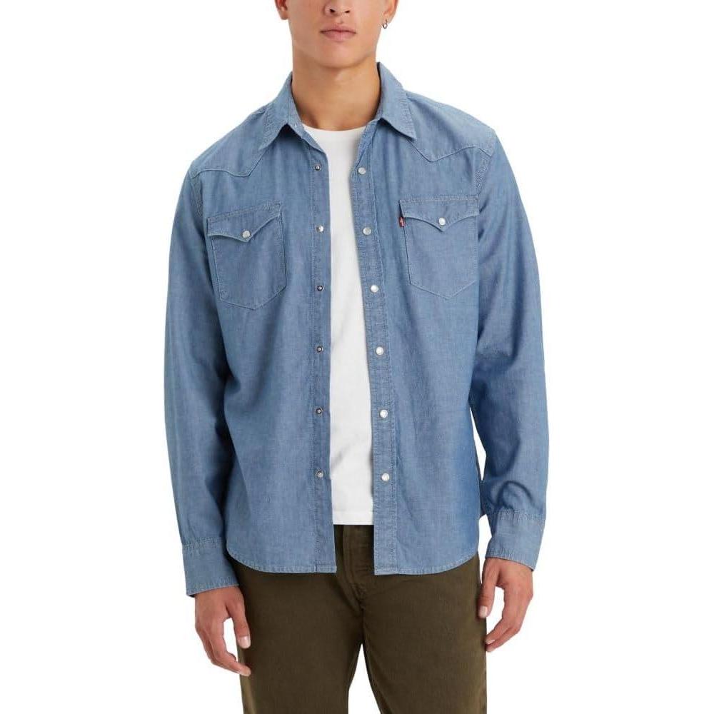 imageLevis Mens Classic Western Shirt Also Available in Big amp TallNew Ivy Mid Chambray