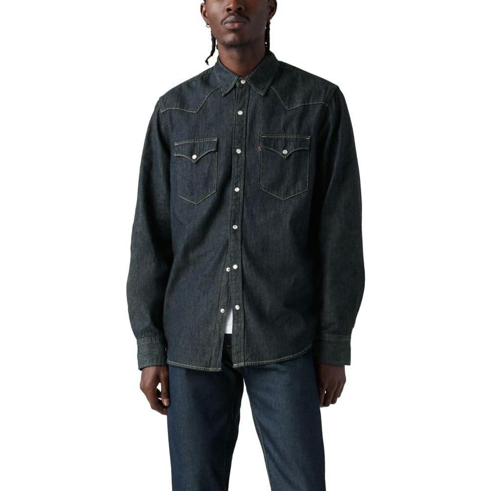 imageLevis Mens Classic Western Shirt Also Available in Big amp TallNew Rinse Takedown Blue