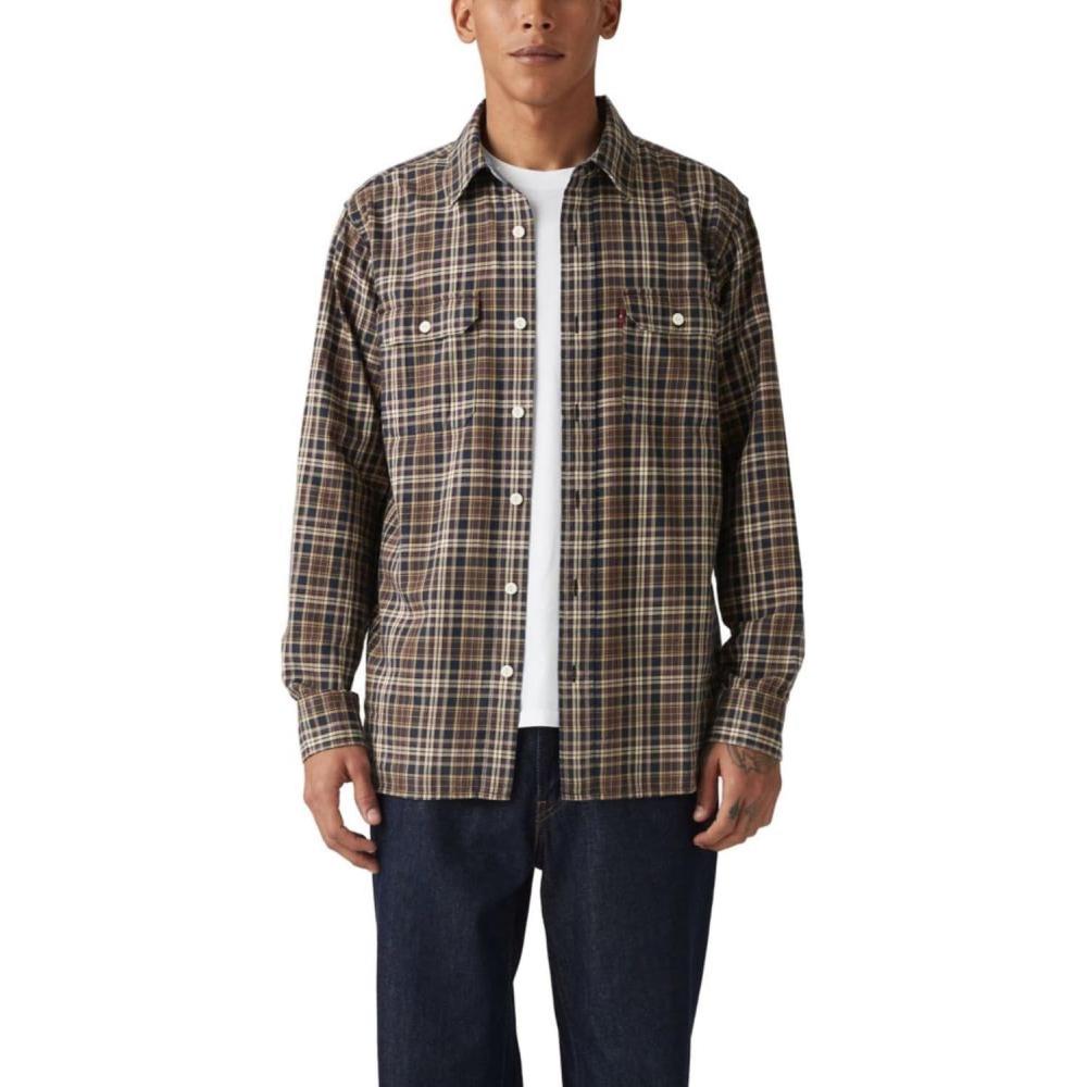 imageLevis Mens Classic Worker Long Sleeve ShirtAllia Plaid Navy Blazer Twill