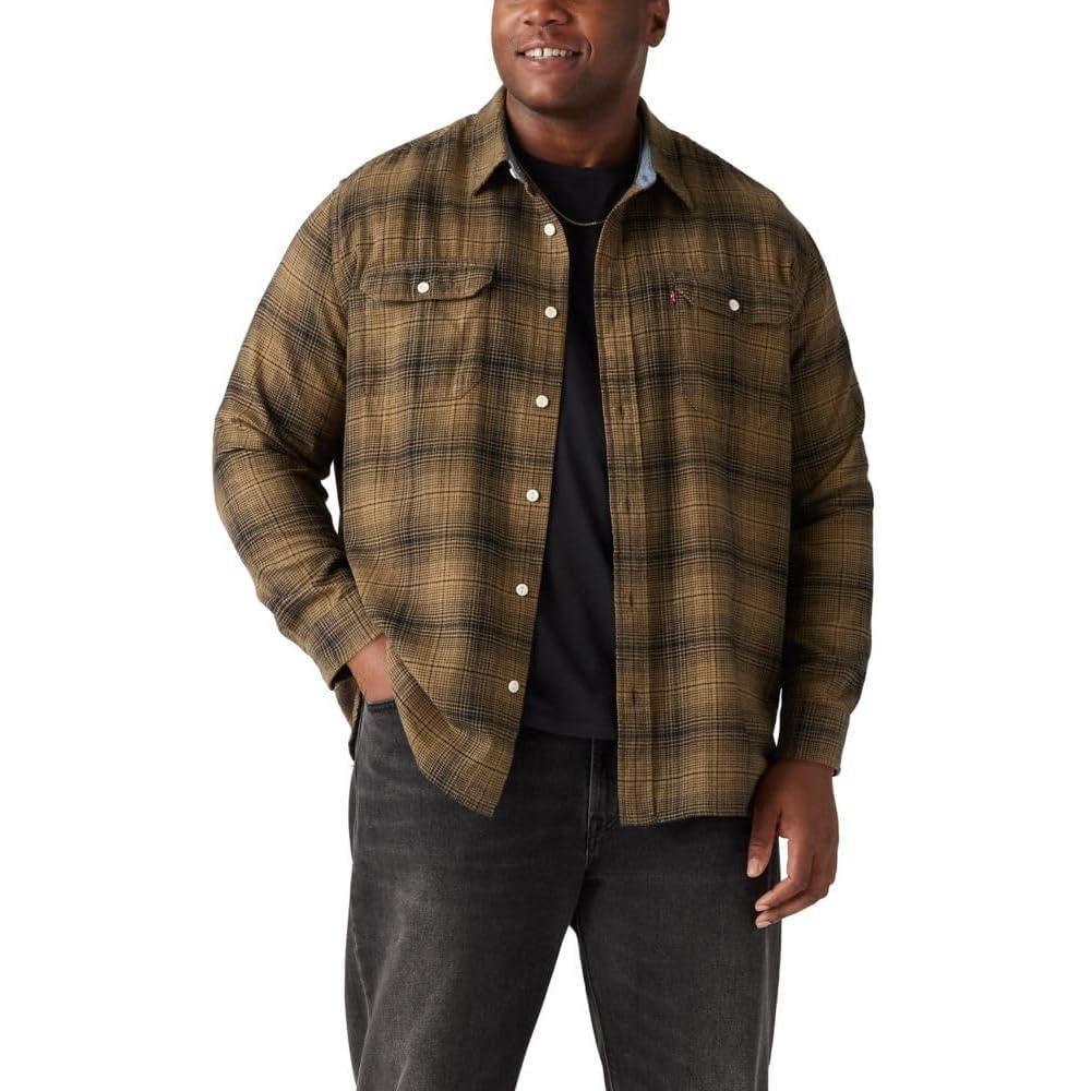 imageLevis Mens Classic Worker Long Sleeve ShirtNew Ametrine Plaid Ermine
