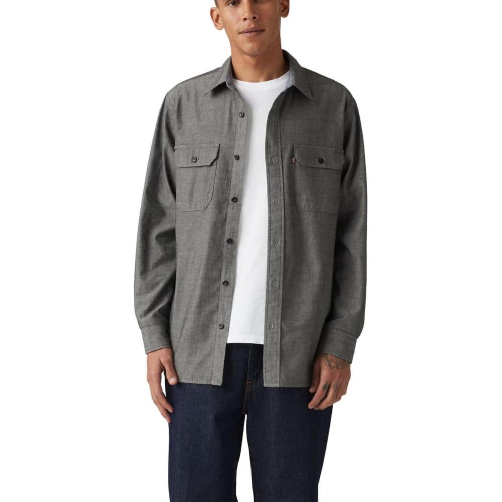 imageLevis Mens Classic Worker Long Sleeve ShirtPhillips Black Chambray