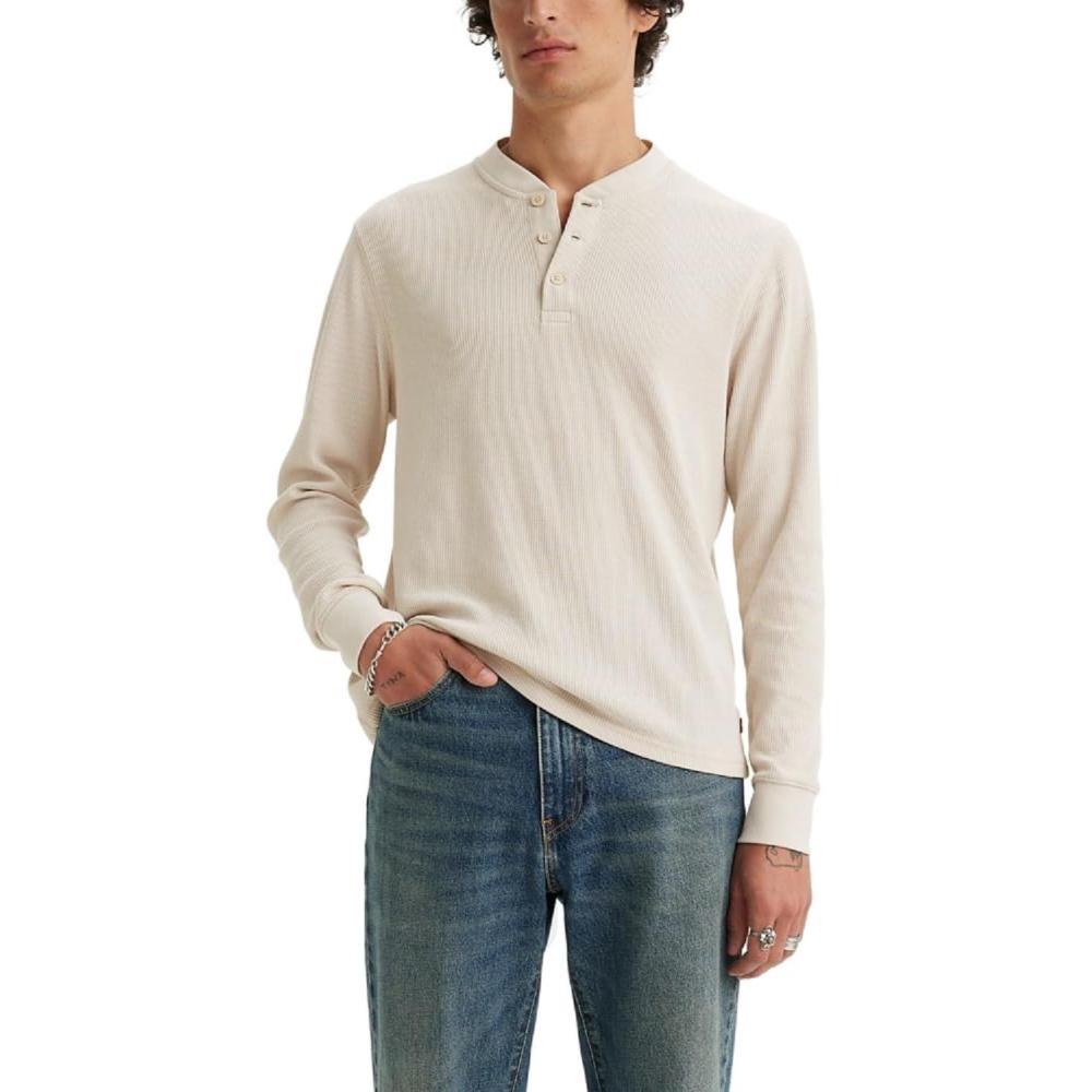 imageLevis Mens Long Sleeve Thermal 3 Button HenleyRainy Day