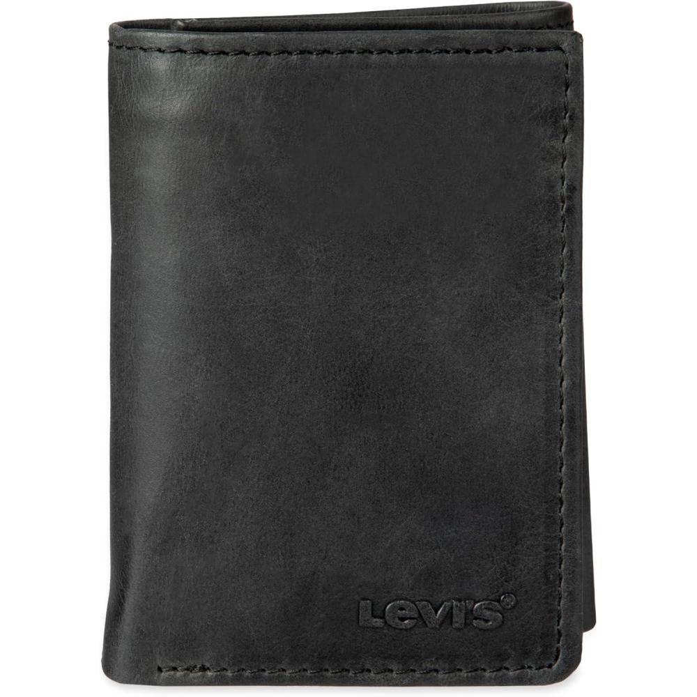 imageLevis Mens RFID Trifold WalletSleek and Slim Includes ID Window and Credit Card HolderBlack Slim