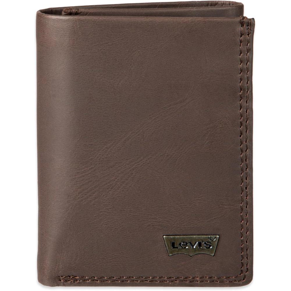 imageLevis Mens RFID Trifold WalletSleek and Slim Includes ID Window and Credit Card HolderBrown Xcap