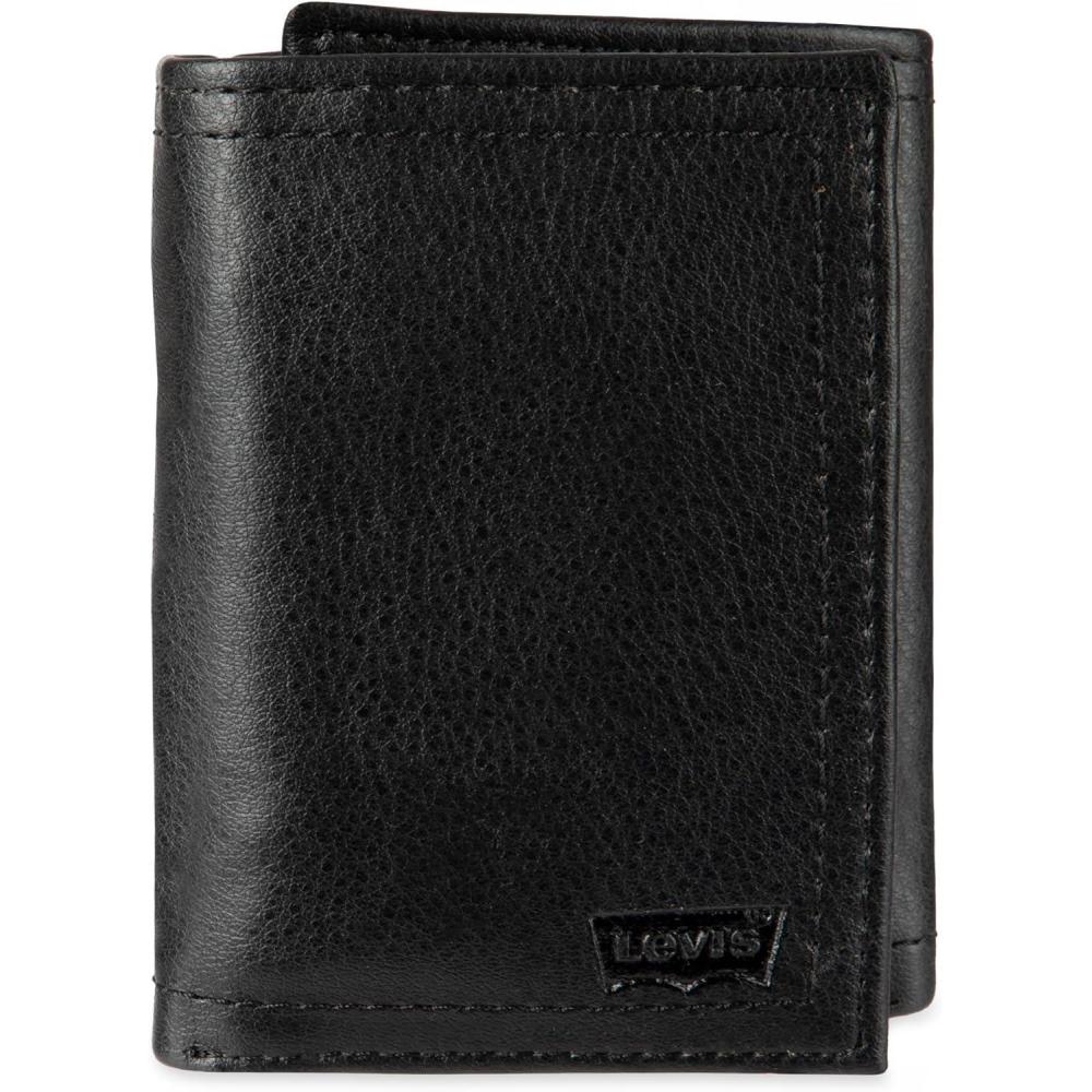imageLevis Mens RFID Trifold WalletSleek and Slim Includes ID Window and Credit Card HolderNoir Black