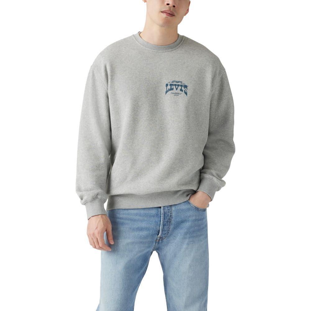 imageLevis Mens Relaxed Graphic Crewneck SweatshirtNew Heritage Americana Levis Mid Tone Heather Grey
