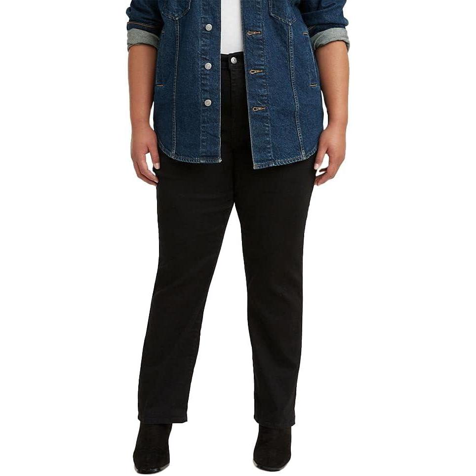 imageLevis Womens 724 High Rise Straight Jeans Plus SizeNew Soft Black