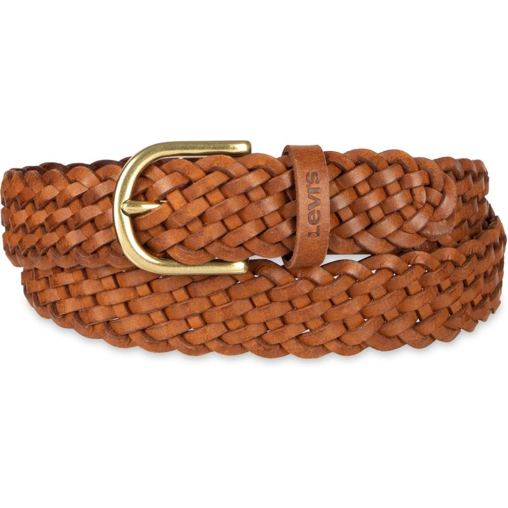 imageLevis Womens Fully Adjustable Casual Leather Braided Belt for Jeans and DressesTan