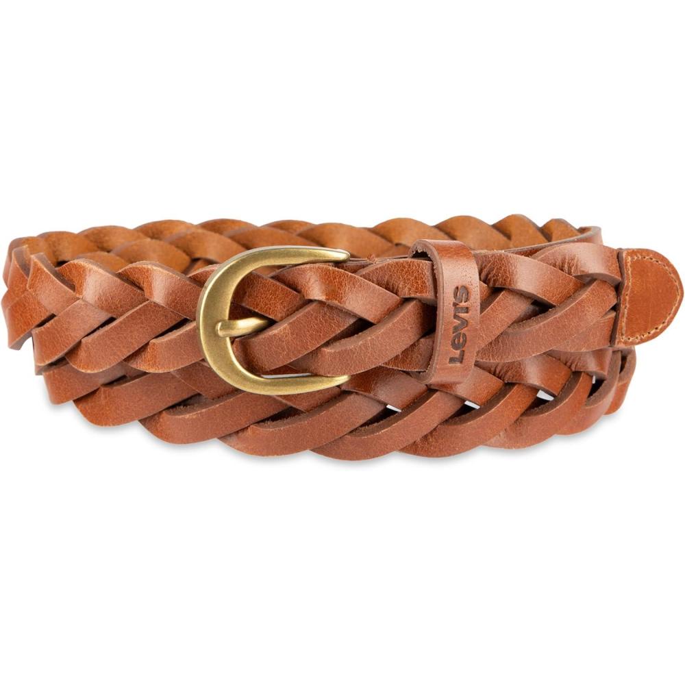 imageLevis Womens Fully Adjustable Casual Leather Braided Belt for Jeans and DressesTan Braid