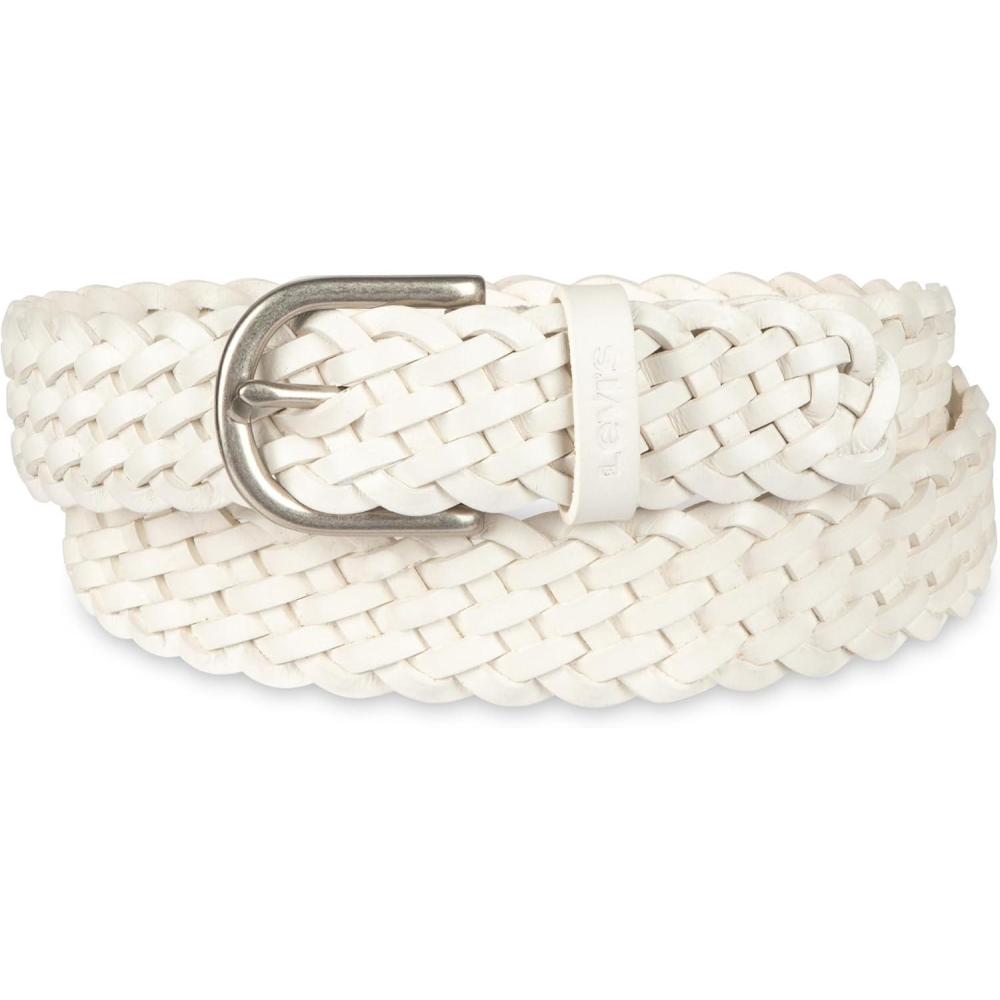 imageLevis Womens Fully Adjustable Casual Leather Braided Belt for Jeans and DressesWhite