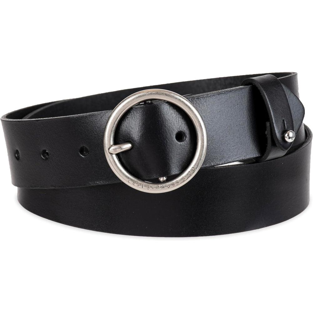 imageLevis Womens Genuine Leather Casual Jean Round Buckle BeltBlack